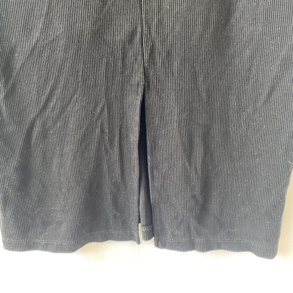 Marine Layer Lexi Ribbed Midi Dress Sz M Black Short Sleeve Mock Neck Lined - Picture 11 of 13